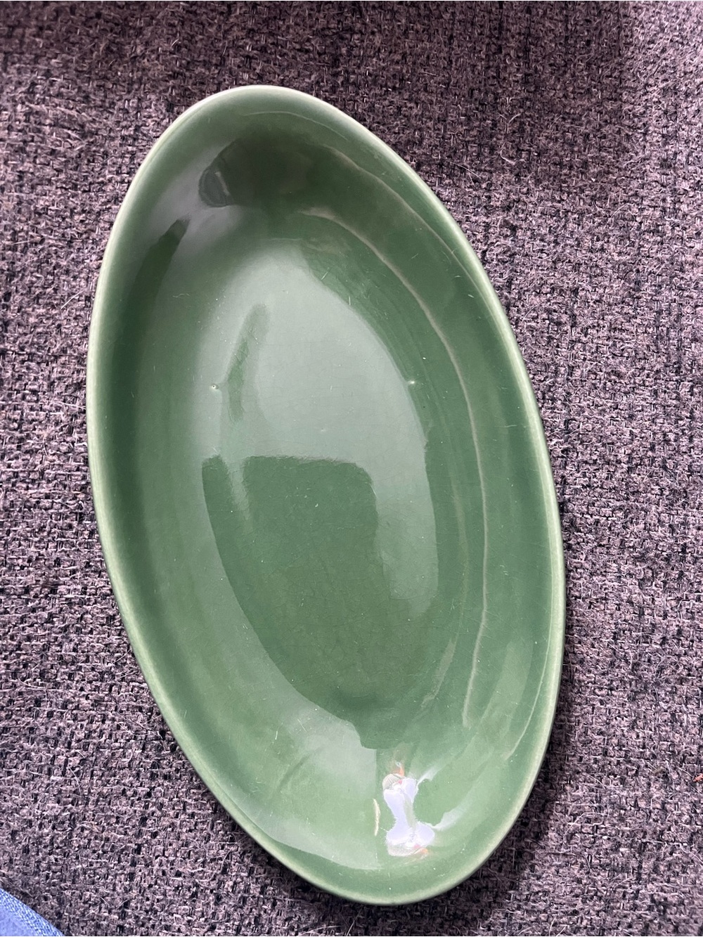 Vintage Ballerina Universal Oven Proof Green Oval Dish USA